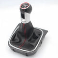 Leather gear lever dust boot cover for Volkswagen Golf manual models, shown in one of two colour options.