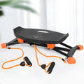 Black mini fitness skiing machine with elastic hand straps for home indoor exercise