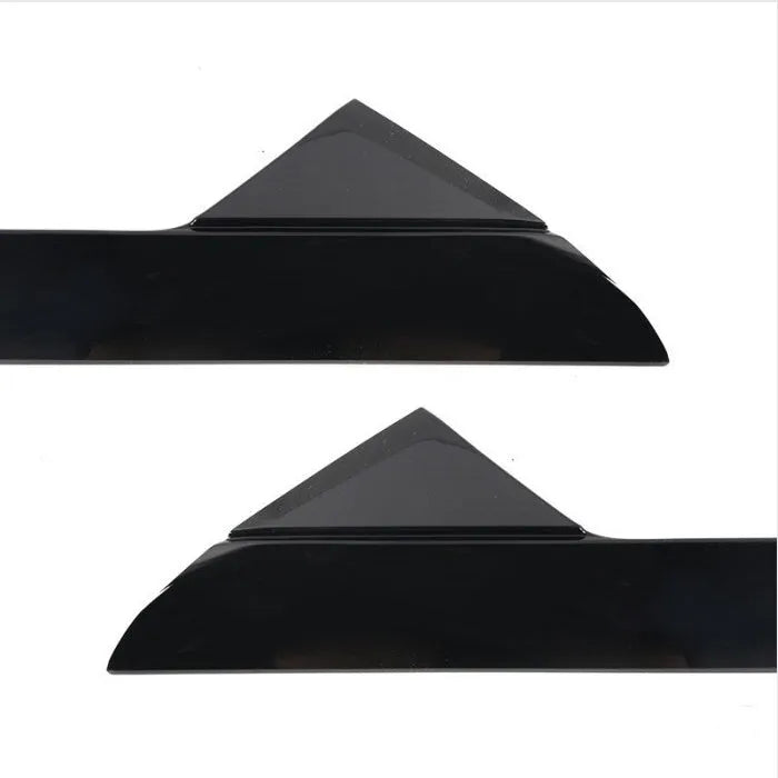 Black Ford front windshield trim panel set with part numbers BB5Z-7803144-AA and BB5Z-7803145-AA