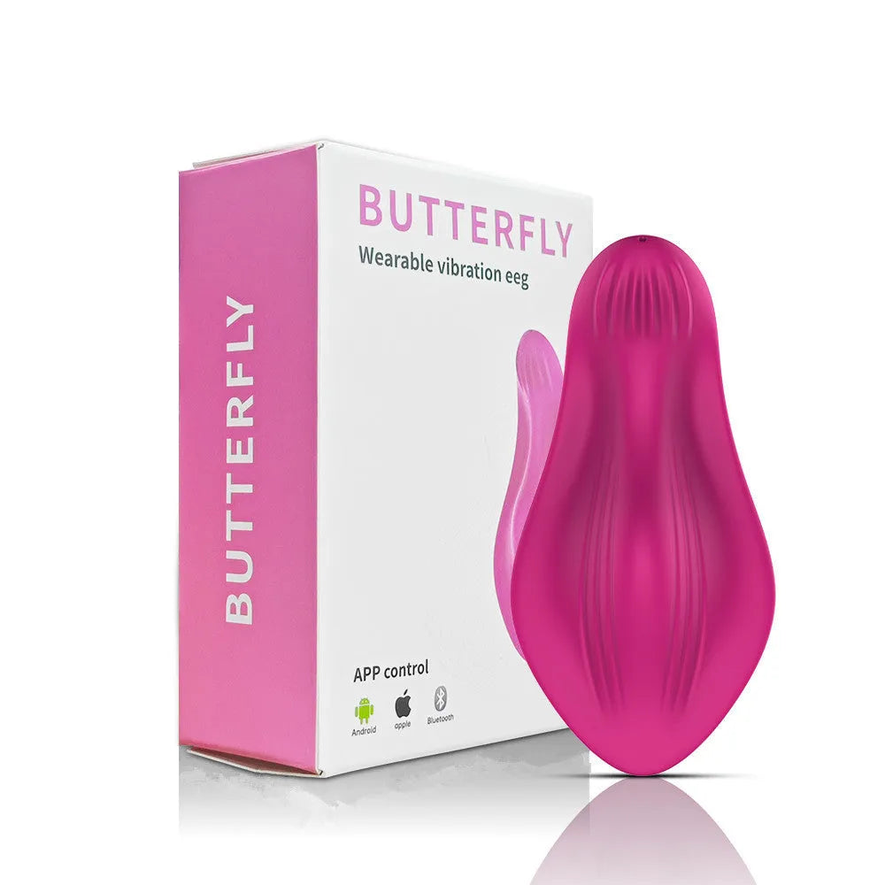 Rose red APP remote control wearable female massager with cute butterfly design