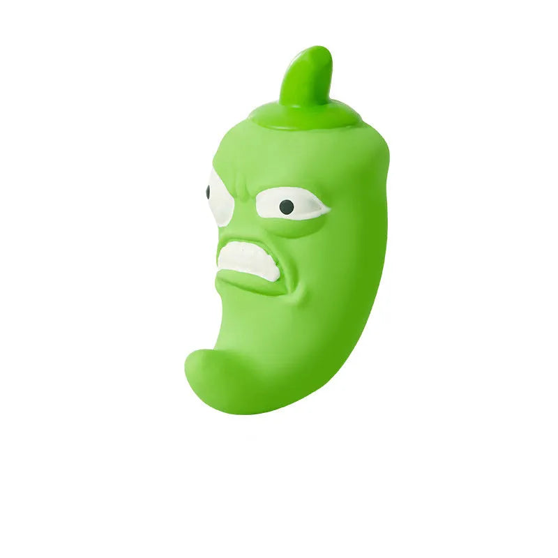 Bitter melon and chili shaped dog toys with pet sound and grinding teeth design