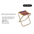 Black aluminium alloy portable folding camping stool shown in folded and unfolded positions.