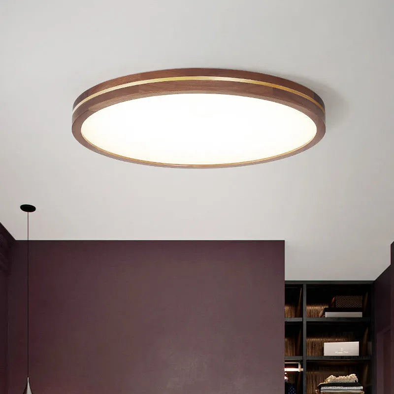 New Chinese ceiling lamp 30cm LED tri-colour dimming wooden modern minimalist for living room bedroom