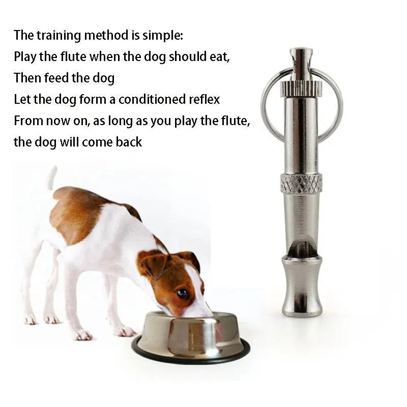 Metallic adjustable ultrasonic dog whistle for bark control and training with brass electroplated nickel construction