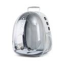 Grey astronaut dome-shaped cat carrier bag with a side opening for pet access.