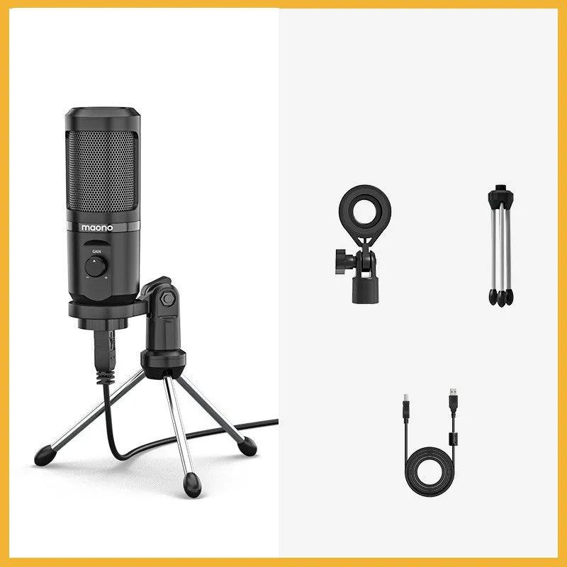 PM461 coloured USB condenser microphone on included tripod with shock mount and USB cable