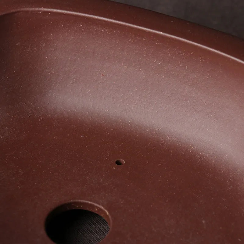 Handmade purple clay Chinese style bonsai basin ceramic flower pot 25x20x7cm