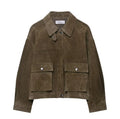 Women's medium thickness PU fabric jacket in Japanese Korean casual style