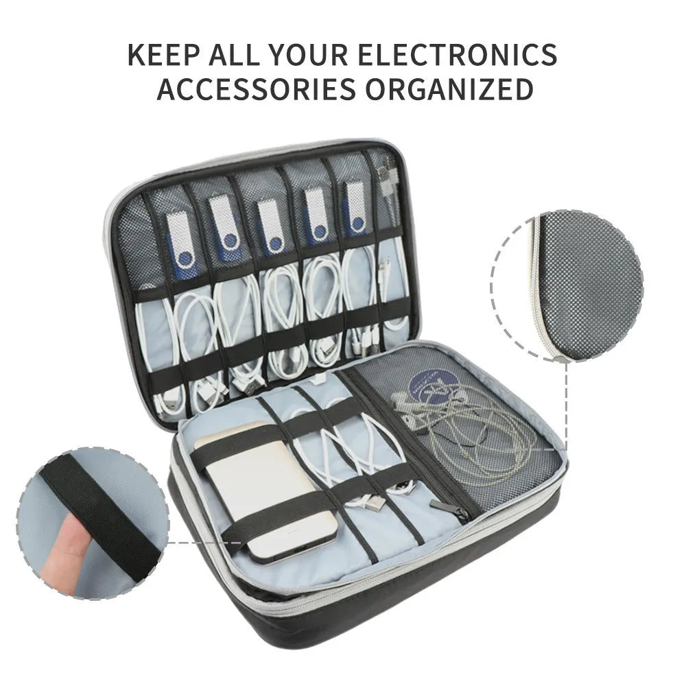 Grey three-layer polyester travel storage bag with waterproof properties for business travel organisation