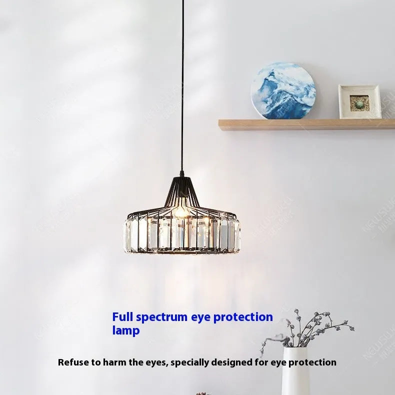 Black crystal sun chandelier ceiling light with LED bulb and gold accents
