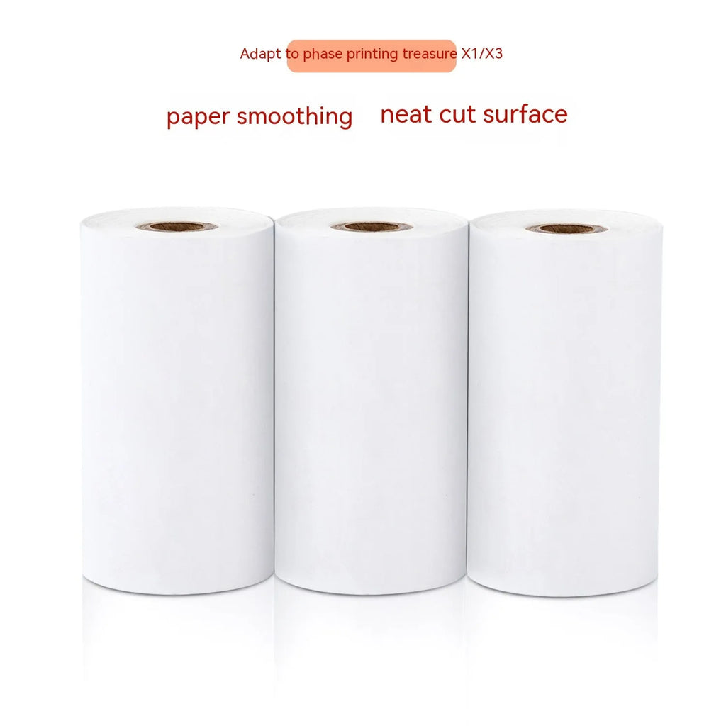 Three rolls of 57mm wide thermal paper for small printers in packaging
