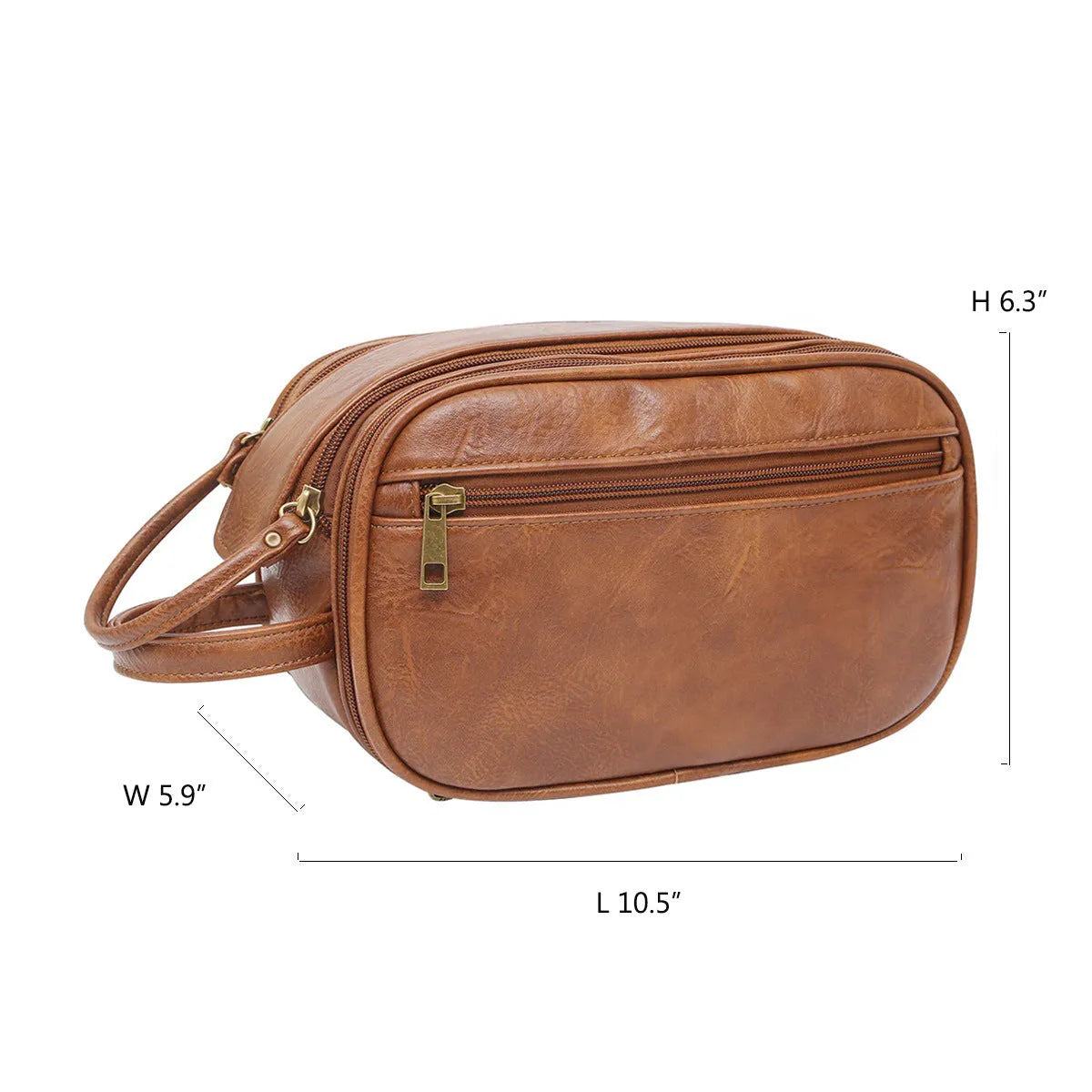 Men's black or brown PU toiletry travel bag for grooming essentials