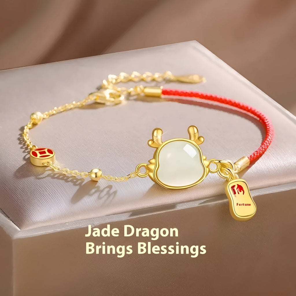 Silver electroplated Dragon zodiac bracelet for women in New Chinese style.