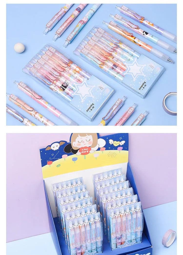 Six cartoon constellation press gel pens with 0.5mm tips showing constellation designs