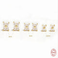 S925 sterling silver petal-shaped stud earrings with crystal flower details in gold and platinum finishes.