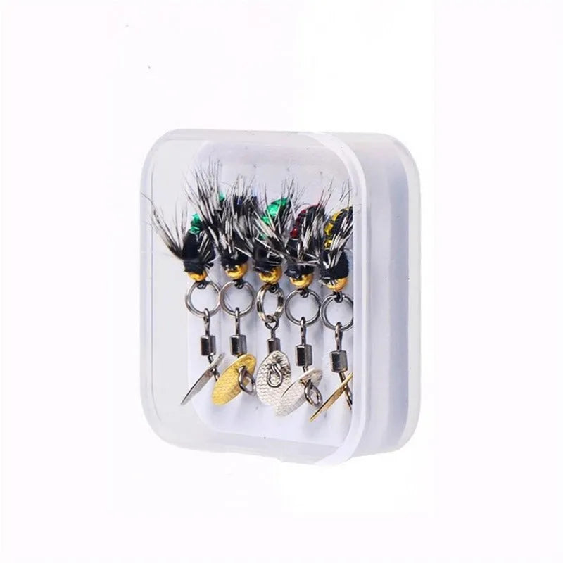 Bionic poisonous mosquito hook 5-piece fishing set with multicolour insect patterns