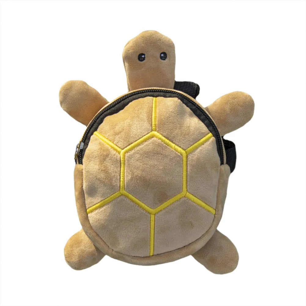 Turtle-shaped dog backpack harness vest in velvet fabric with metal zipper
