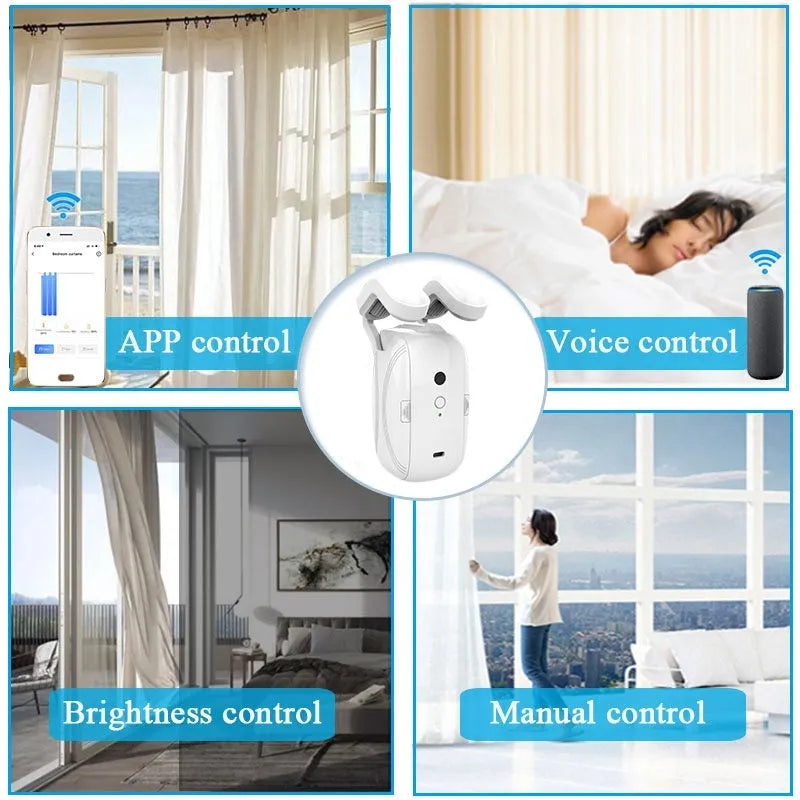 Bluetooth electric curtain controller for Roman rod and TU track systems with remote control and smart home connectivity