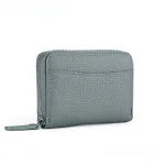 Genuine cowhide leather coin purse with zip closure in multiple solid colours