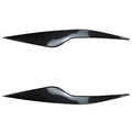 Pair of ABS plastic headlight eyebrow stickers for Ford Focus in carbon fibre pattern and piano black finish