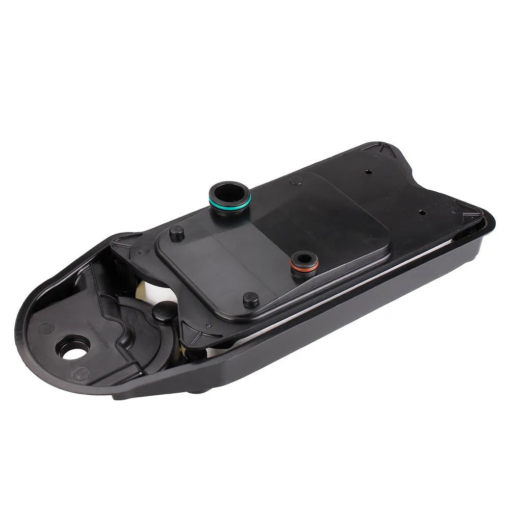 Black automotive crankcase ventilation filter for Ram 6.7L Cummins diesel trucks.