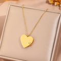 Love titanium steel heart-shaped book pendant necklace with PVD gold plating and O-link chain
