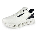 Casual low-top sports shoes in black with mesh upper, round toe, and white EVA sole on a plain background.
