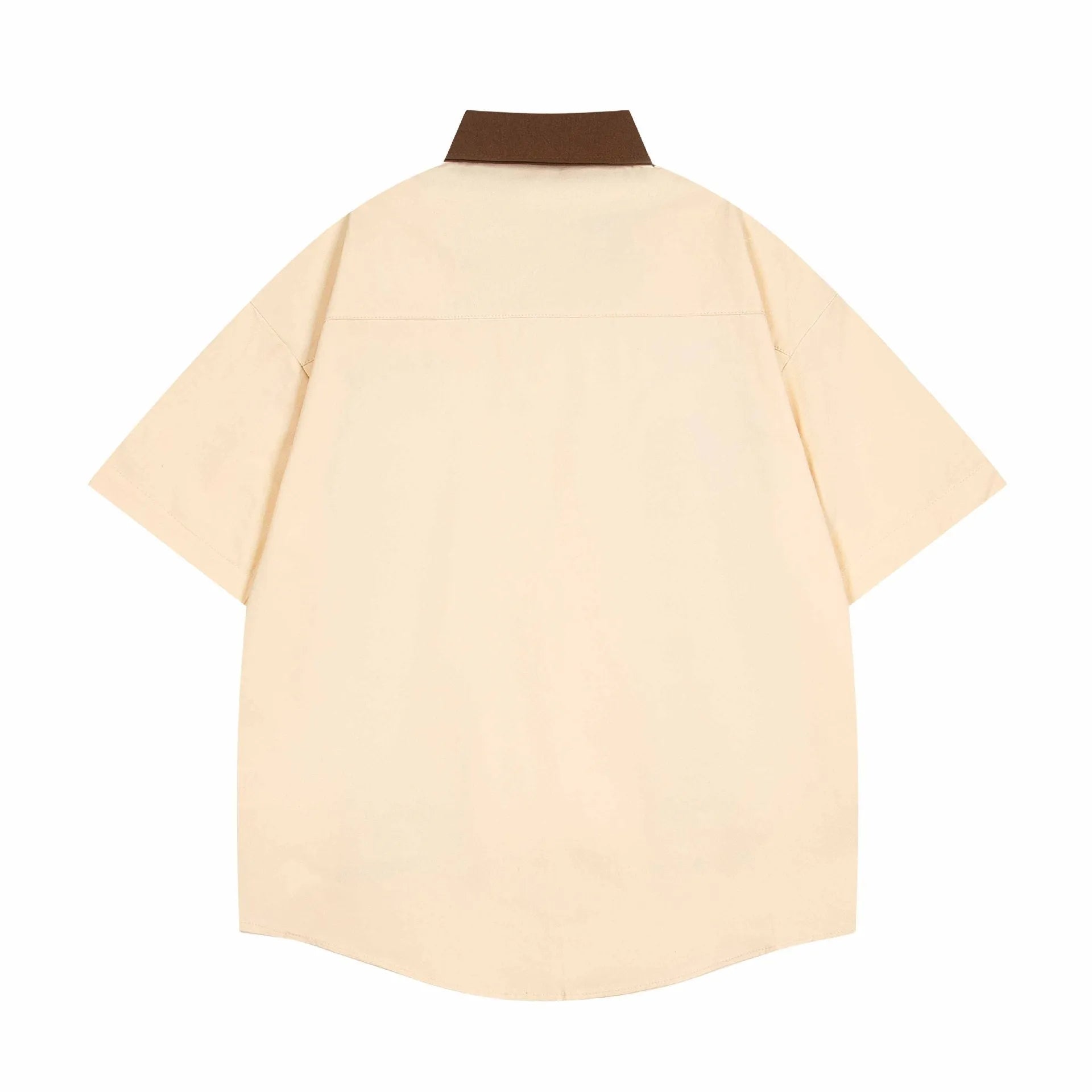 Baby boy and girl summer loose top in apricot with cartoon pattern, front view