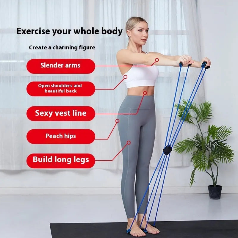 Blue eight character shaped TPR resistance puller for shoulder fitness exercises.
