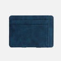 Korean style matte leather magic wallet in horizontal square shape showing coin pocket and sewn detailing.