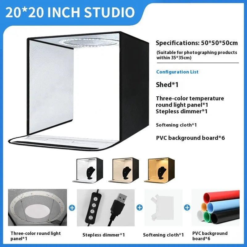 50cm foldable studio light box with metal frame and USB plug for product photography