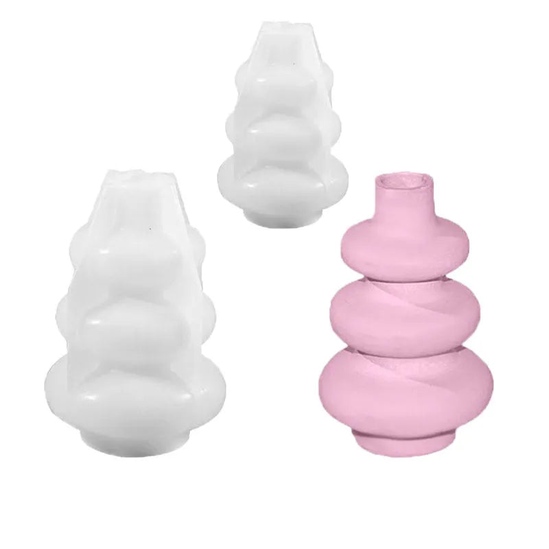 Three layer circle vase silicone mold for resin casting and baking in geometric design