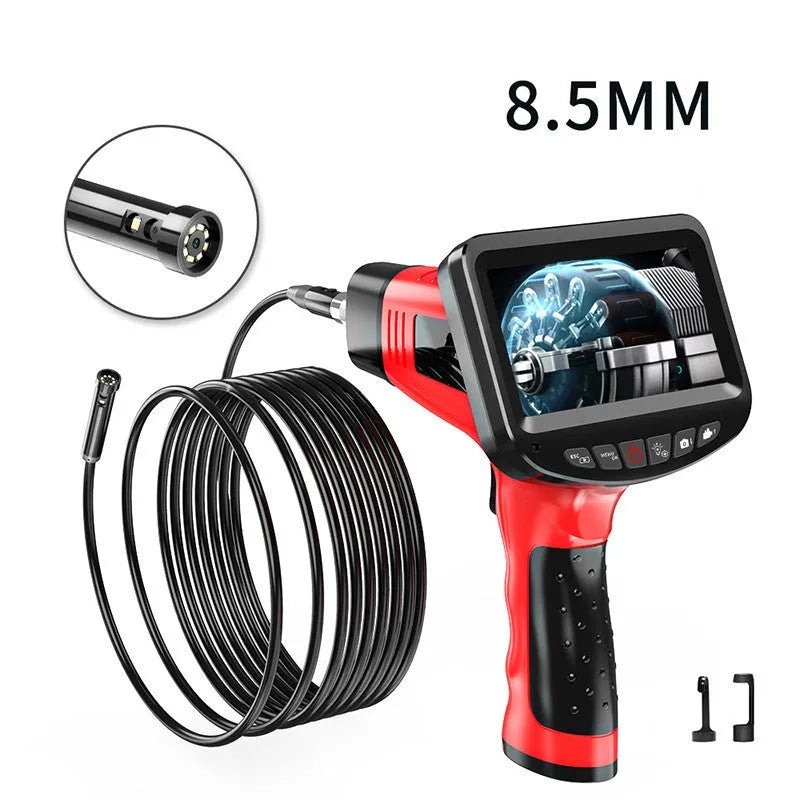 8.5mm diameter dual-lens endoscope inspection camera with flexible snake cable.