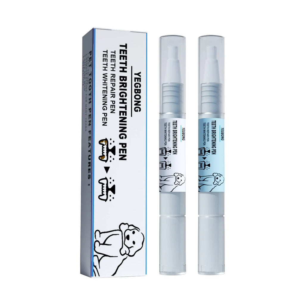 Yegbong pet teeth whitening pen dental care kit with 3ml+3ml applicator and two toothbrushes for dogs and cats