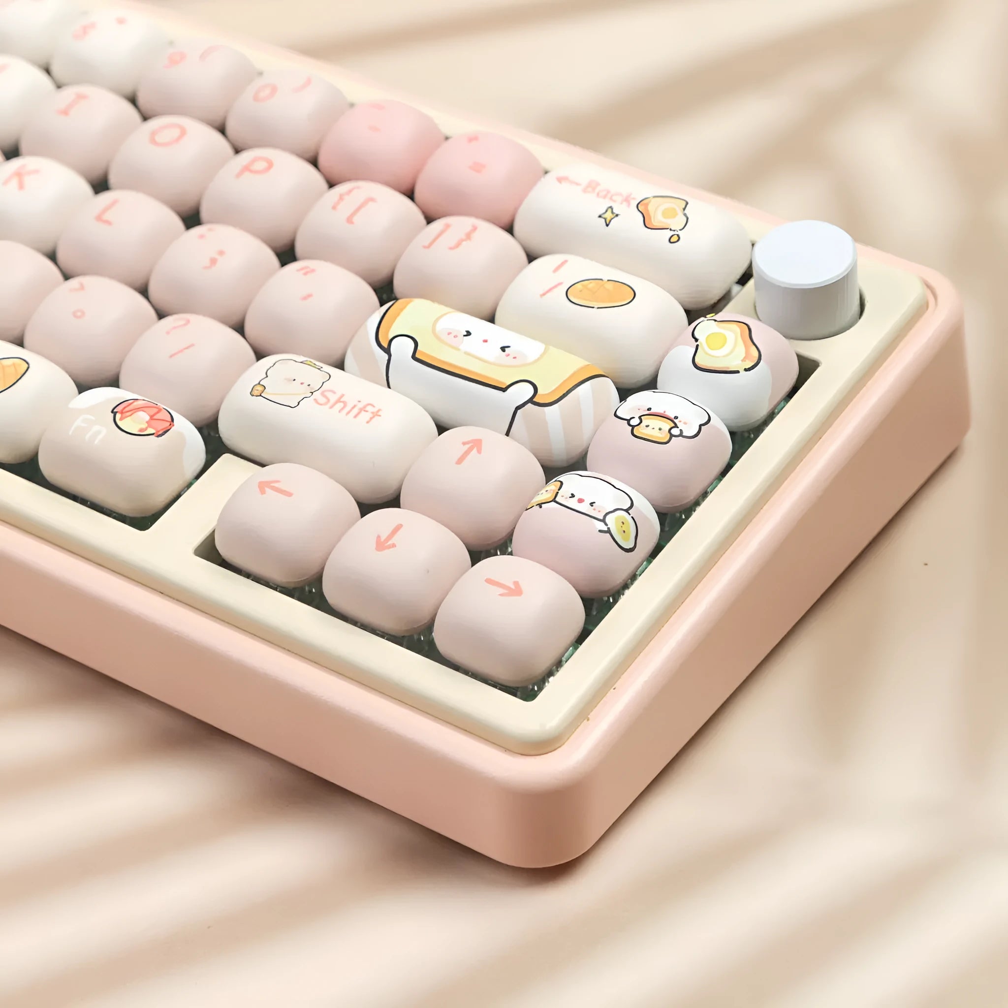 MOG steamed bread keycap set with bread bear theme PBT sublimation for mechanical keyboards