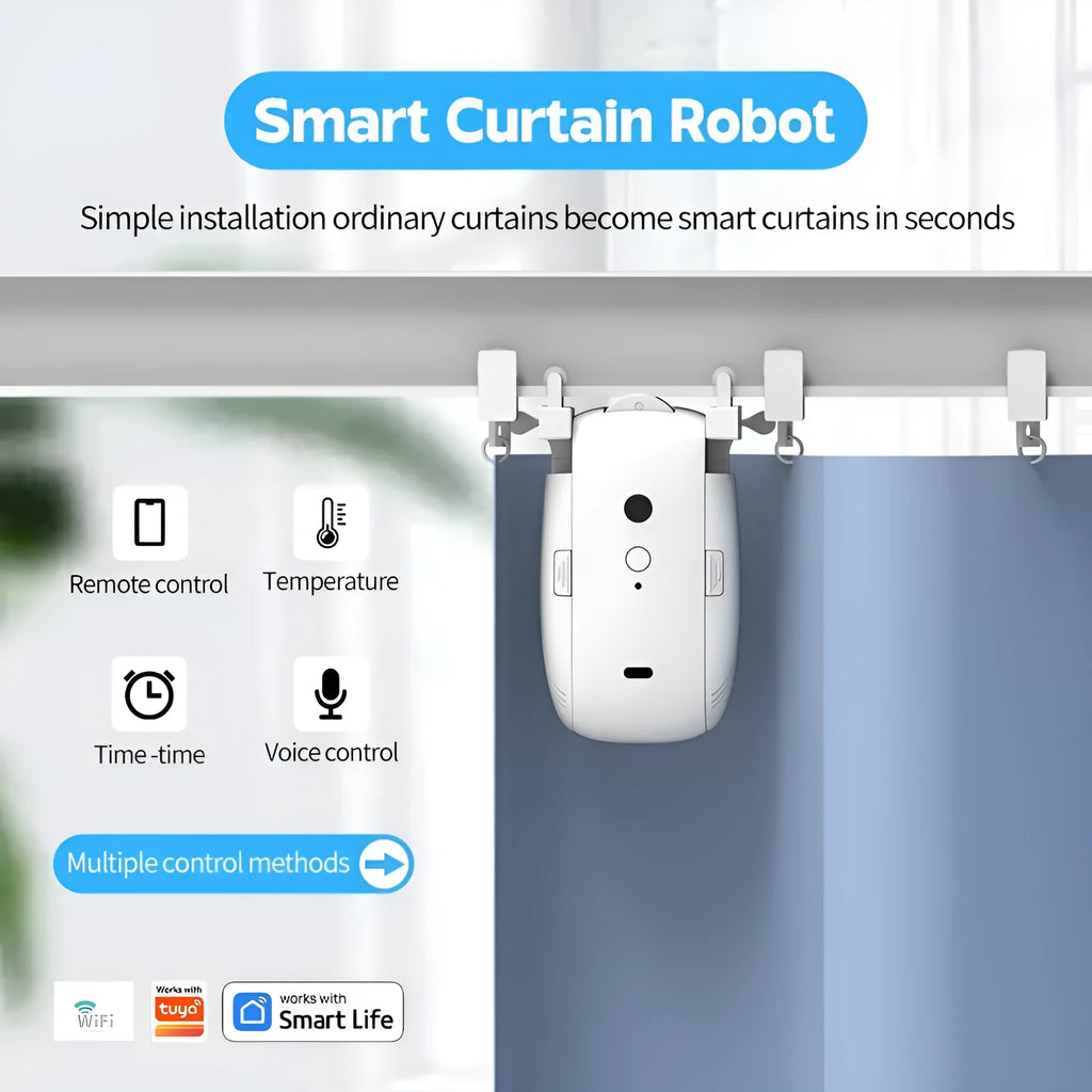 Bluetooth electric curtain controller for Roman rod and TU track systems with remote control and smart home connectivity