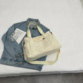 Large capacity polyester canvas shoulder tote bag with external pocket and phone compartment
