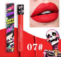 Halloween creative makeup DR160 skull test tube lip gloss in gold silver retro matte finish.