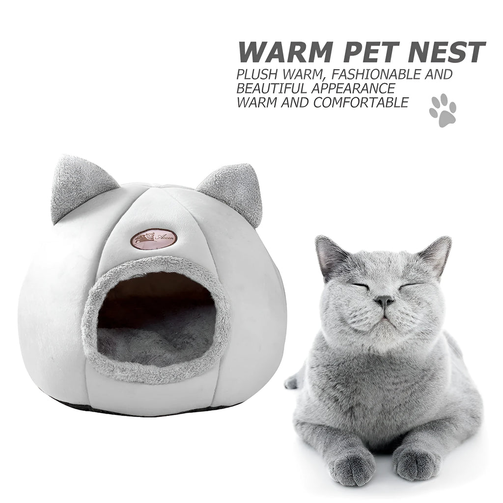 Fully enclosed cat sofa bed, a warm winter nest for indoor use, shown in a large size.