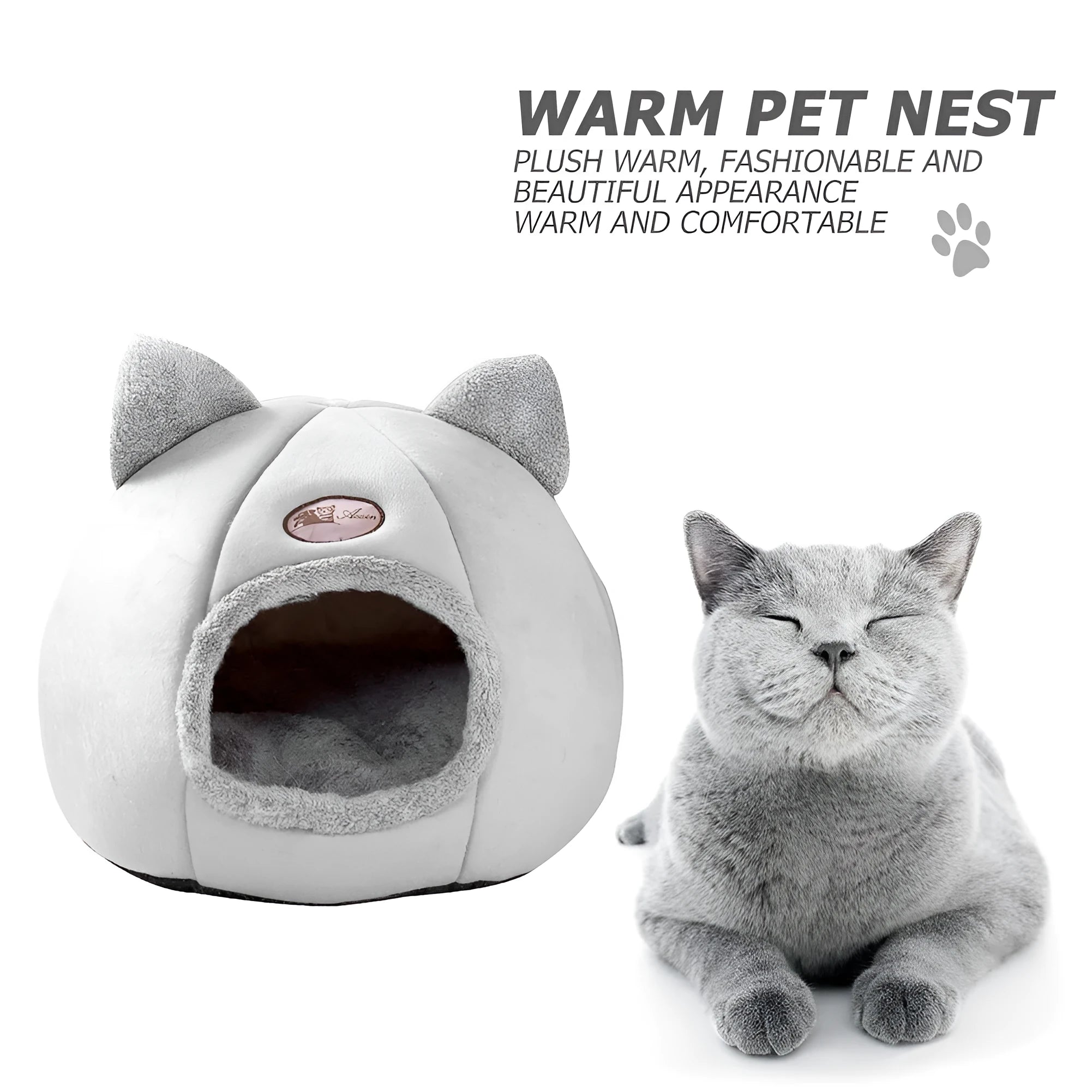 Fully enclosed cat sofa bed, a warm winter nest for indoor use, shown in a large size.