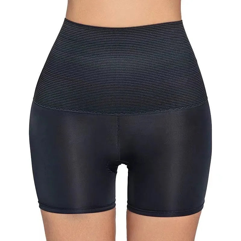 Postpartum shaping high-waisted briefs in black nylon, front view, size S to XL available