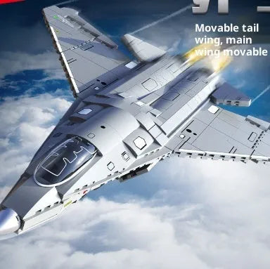 Military shipborne fighter assembly building blocks toy J50 6th generation fighter in colour box