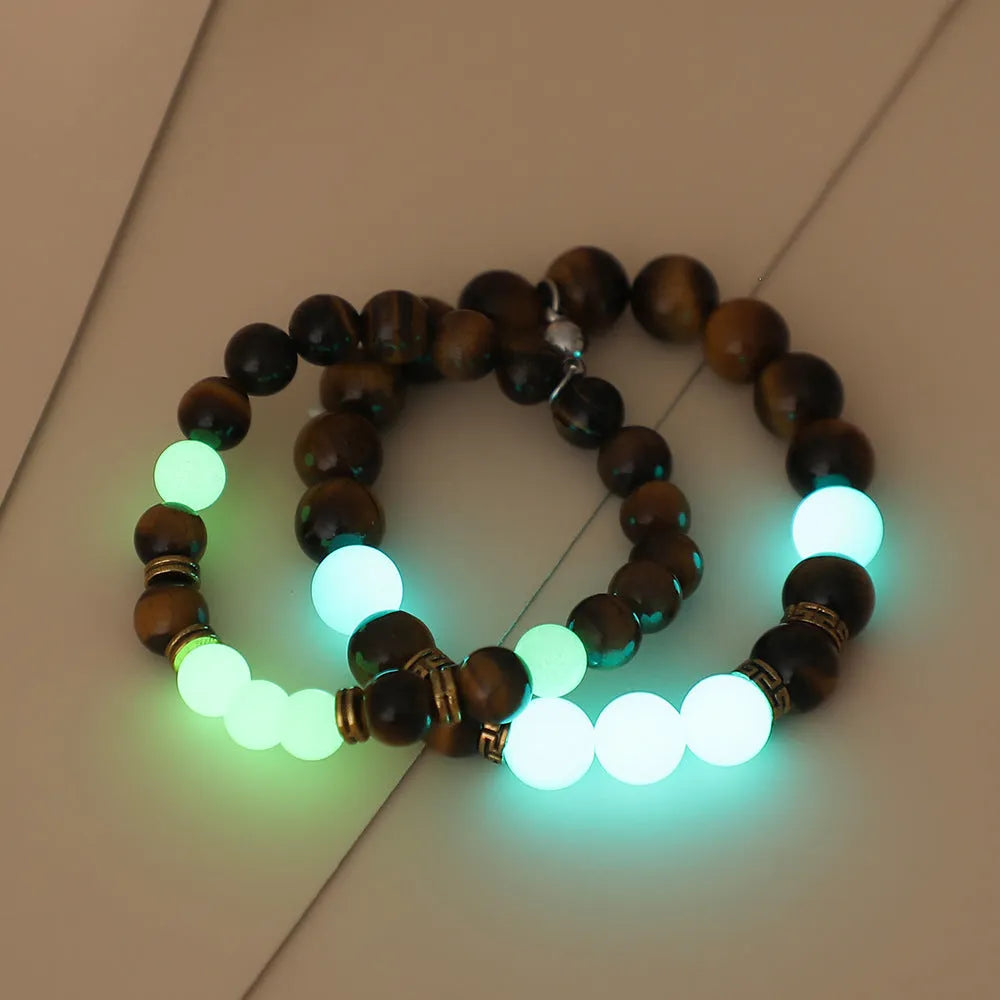 Amber y552 geometric couple bracelets with luminous feature and simple styling