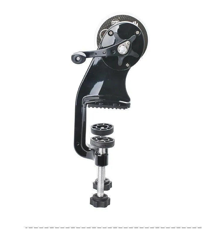 Portable fishing line winder with composite fibre construction and extension shaft