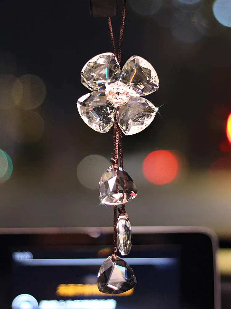 Crystal four leaf grass car pendant hanging chain decoration 20cm size
