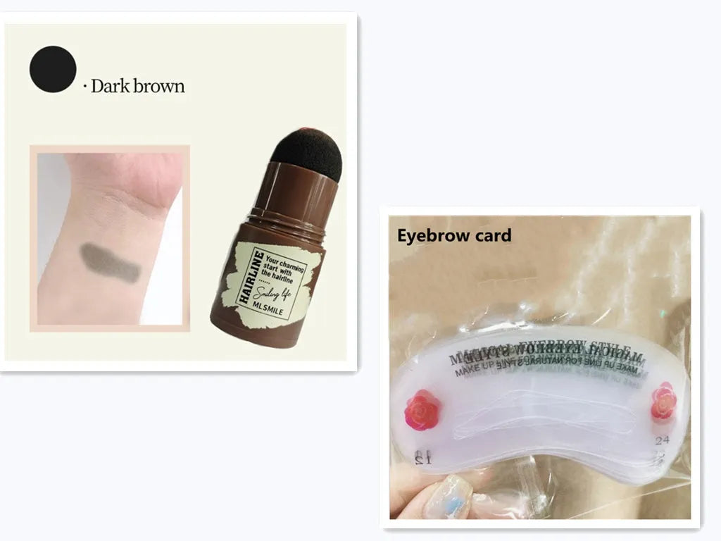 Brow stamp shaping kit with retouching shadow stick and 24 eyebrow cards for natural eyebrow shape