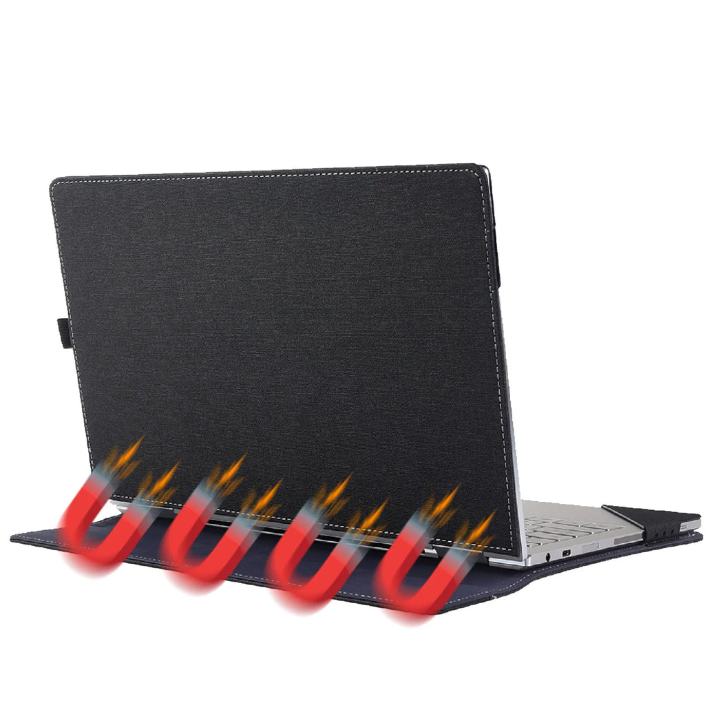 Black imitation leather laptop protective sleeve with built-in bracket for Microsoft Surface Laptop 6