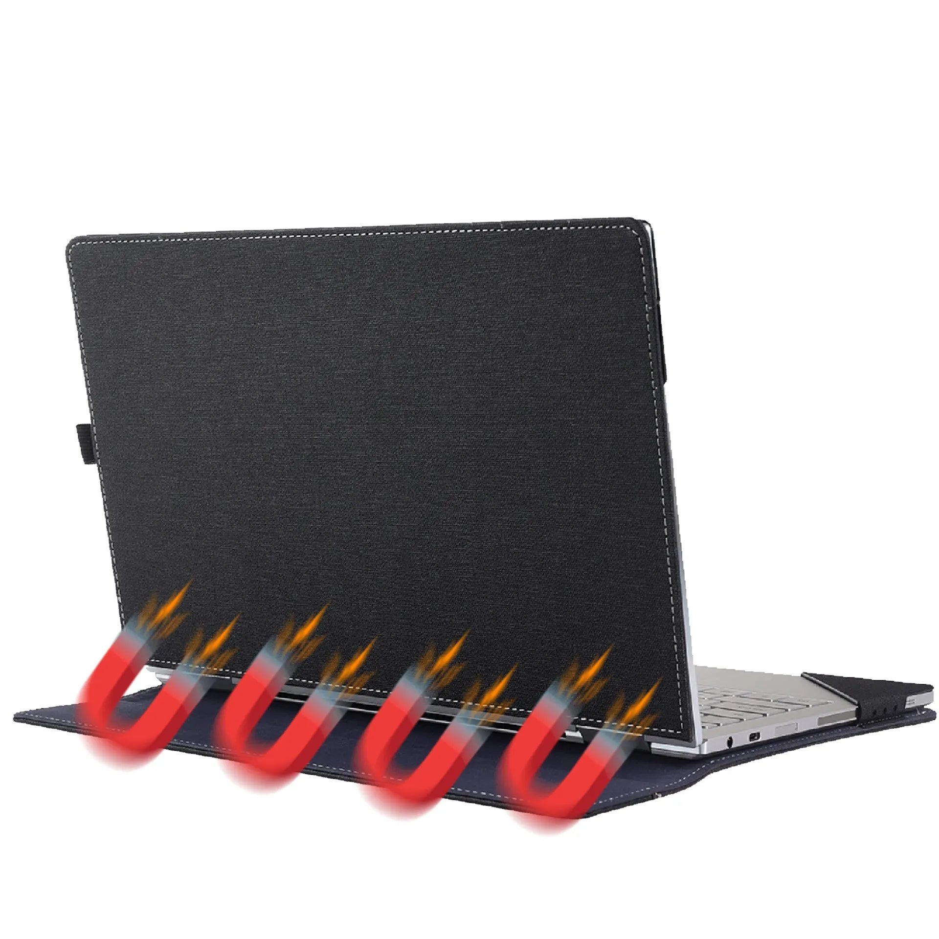 Black imitation leather laptop protective sleeve with built-in bracket for Microsoft Surface Laptop 6