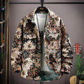 Casual lapel shirt coat in a colour option, shown with long sleeves and a straight hem.