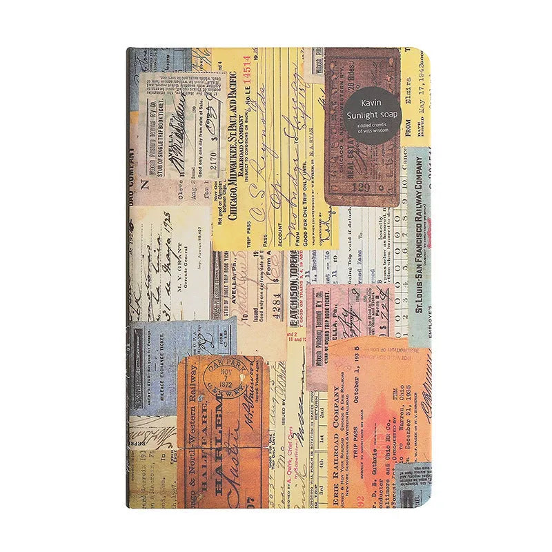 Carving Time A5 kraft paper mood notebook in blue, coffee, or red with European retro design.